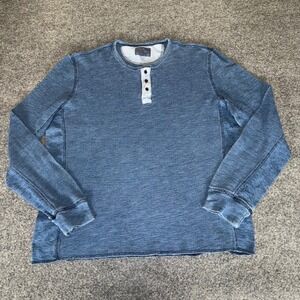 Lucky Brand Henley Shirt Mens XL Blue Thermal Long Sleeve‎ Casual Knit Top